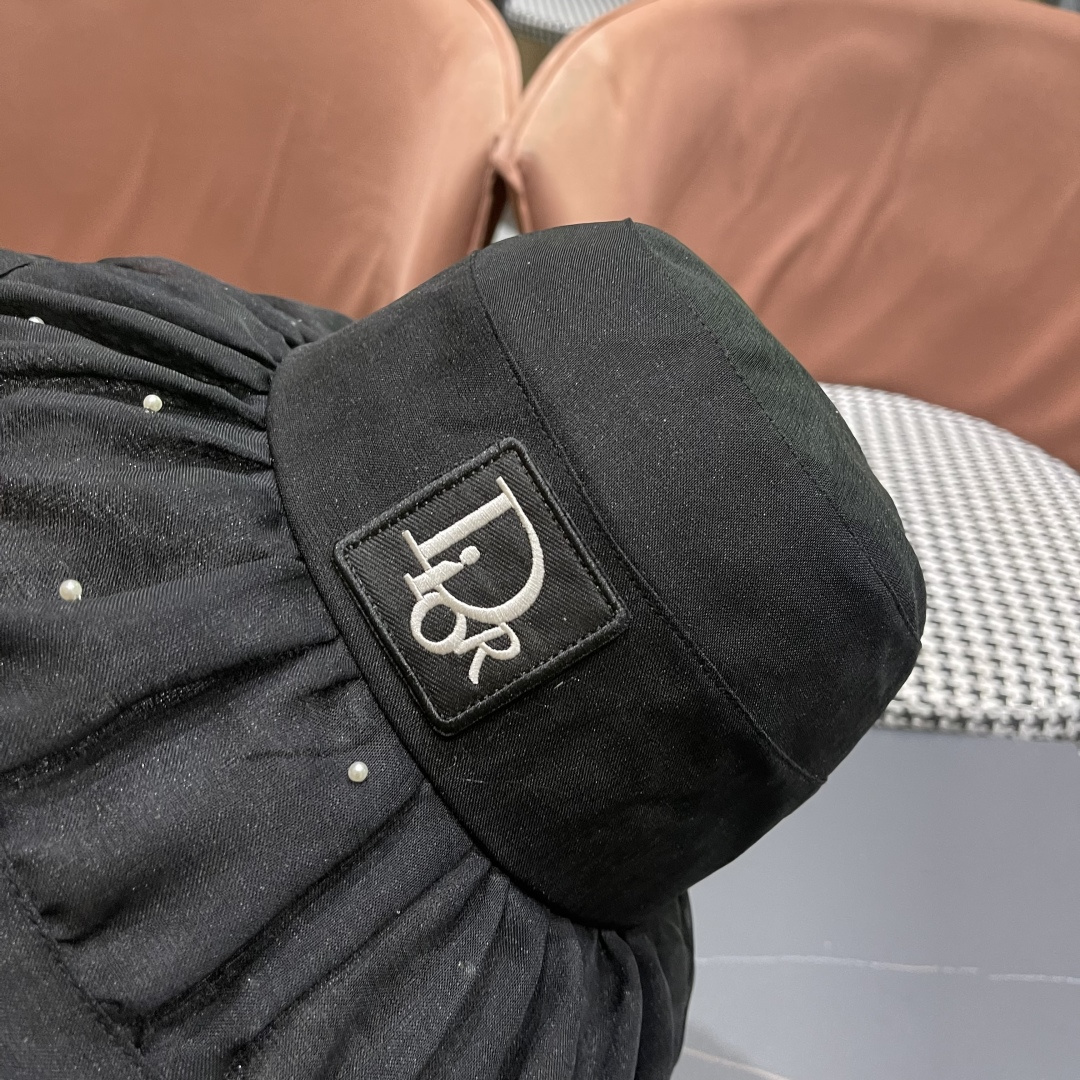  迪奥DlOR新2025年春夏新款网纱渔夫帽子女珍珠点缀时尚出游气质优雅百搭盆帽