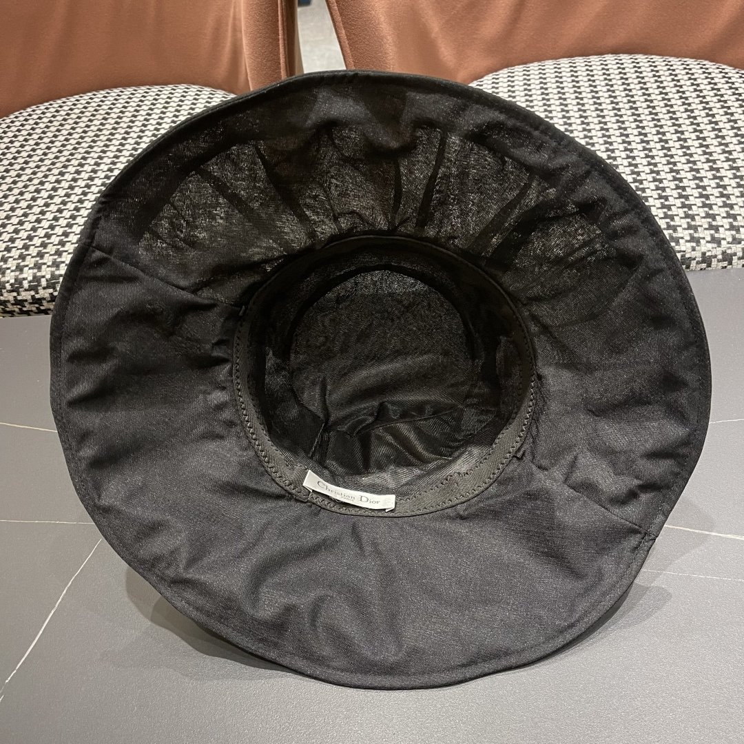  迪奥DlOR新2025年春夏新款网纱渔夫帽子女珍珠点缀时尚出游气质优雅百搭盆帽