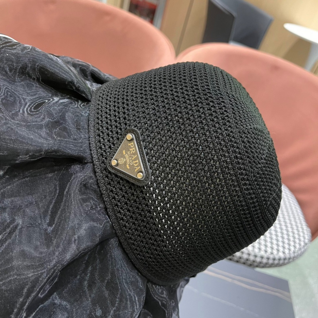  普拉达Prada2025流行新款韩版甜美可爱系带蝴蝶结渔夫帽子女遮阳防晒盆帽