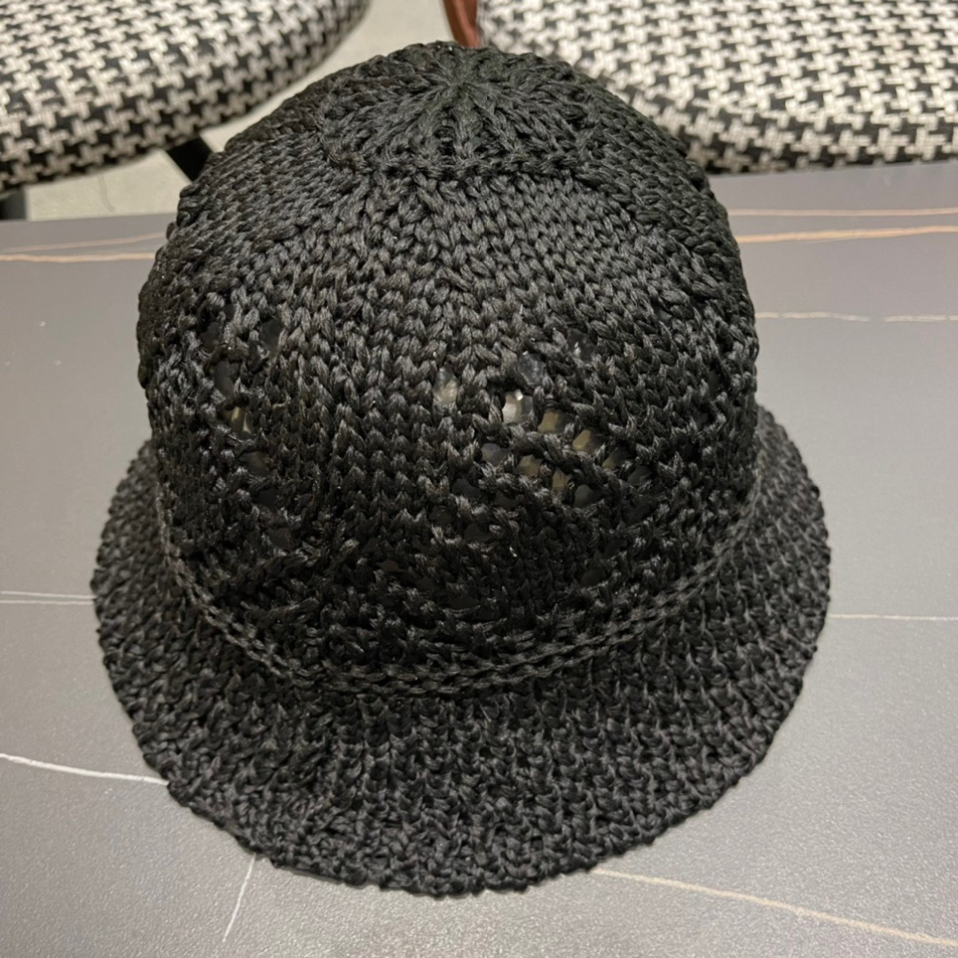  普拉达2025春夏新款钩花手工盆帽日系水桶透气帽简约甜美风，帽型很好，大脸型哦！出街必备