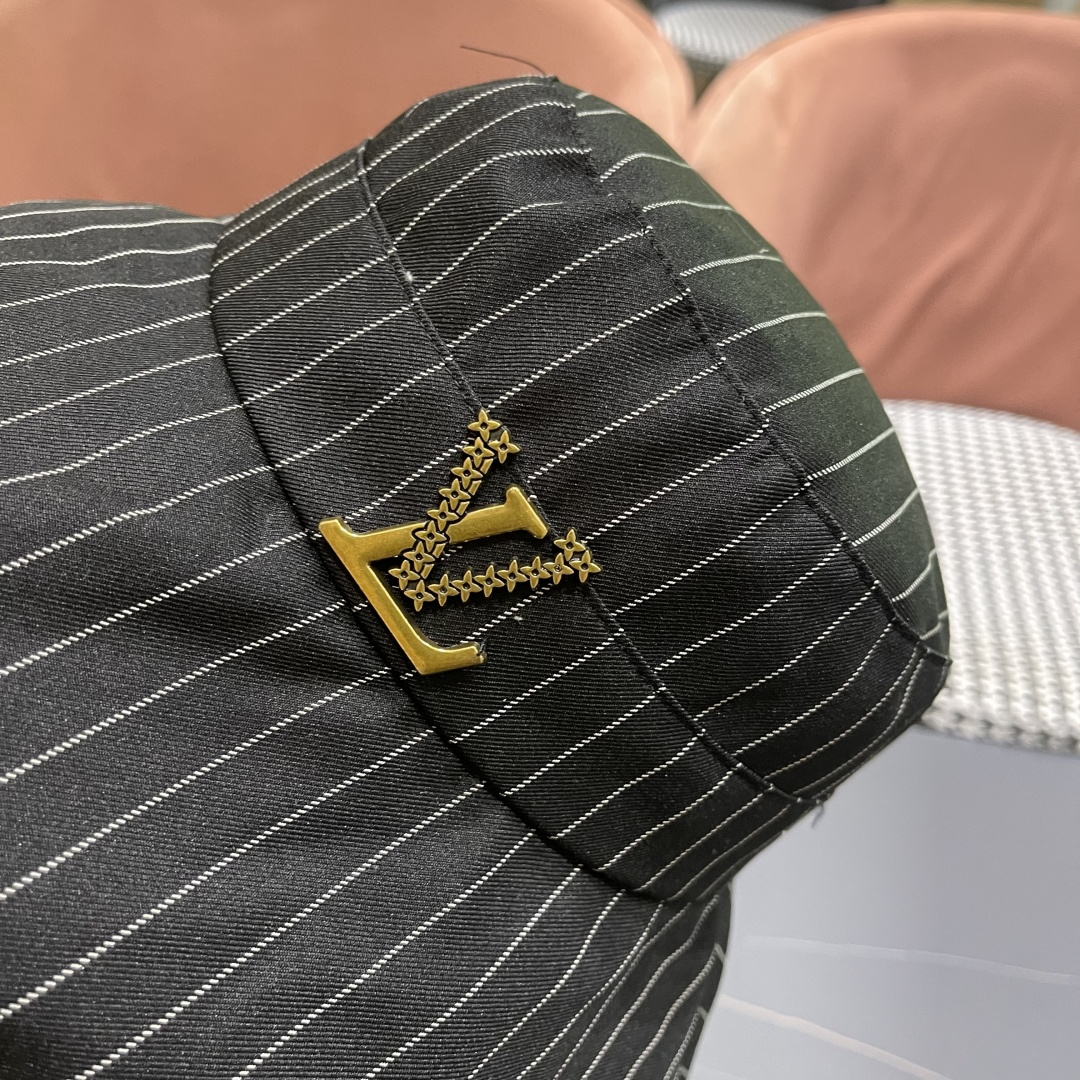  路易威登LV 2025春夏韩系ins条纹渔夫帽女春夏季度假风防晒遮阳帽