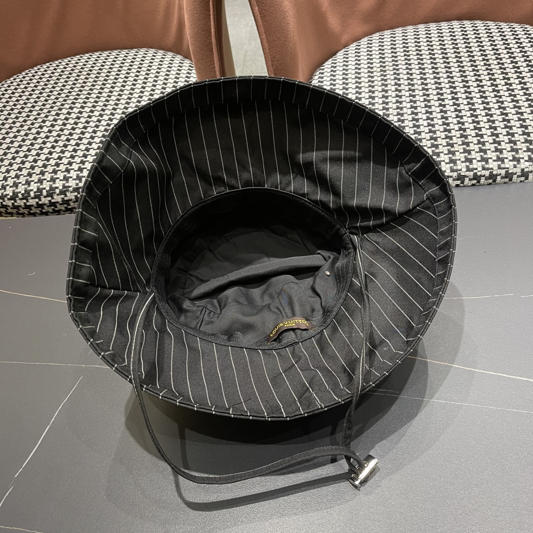  路易威登LV 2025春夏韩系ins条纹渔夫帽女春夏季度假风防晒遮阳帽