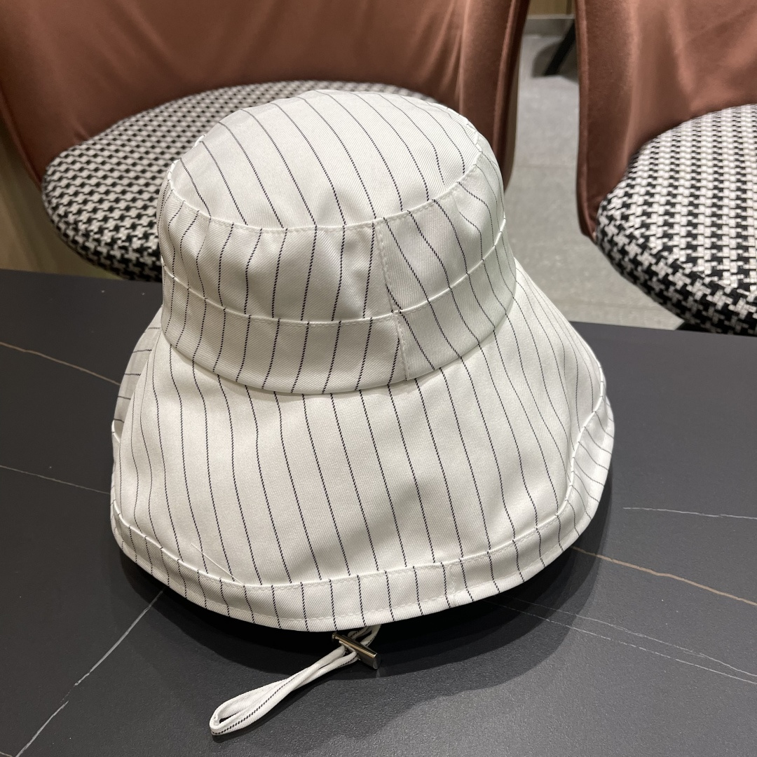  路易威登LV 2025春夏韩系ins条纹渔夫帽女春夏季度假风防晒遮阳帽