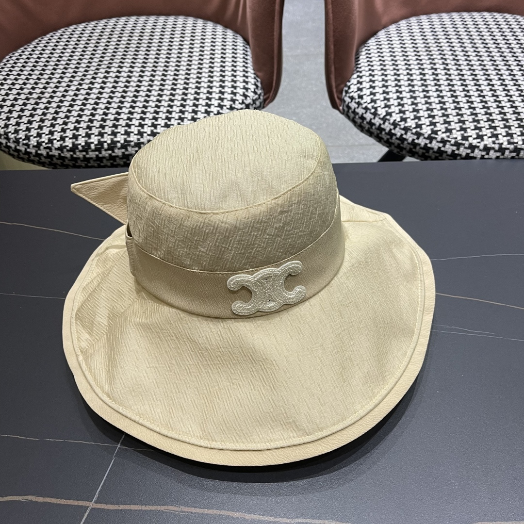  赛琳CELINE新款防晒大帽棚蝴蝶结渔夫帽，最好品质的，休闲大方，简约时尚，大家自己对比哦