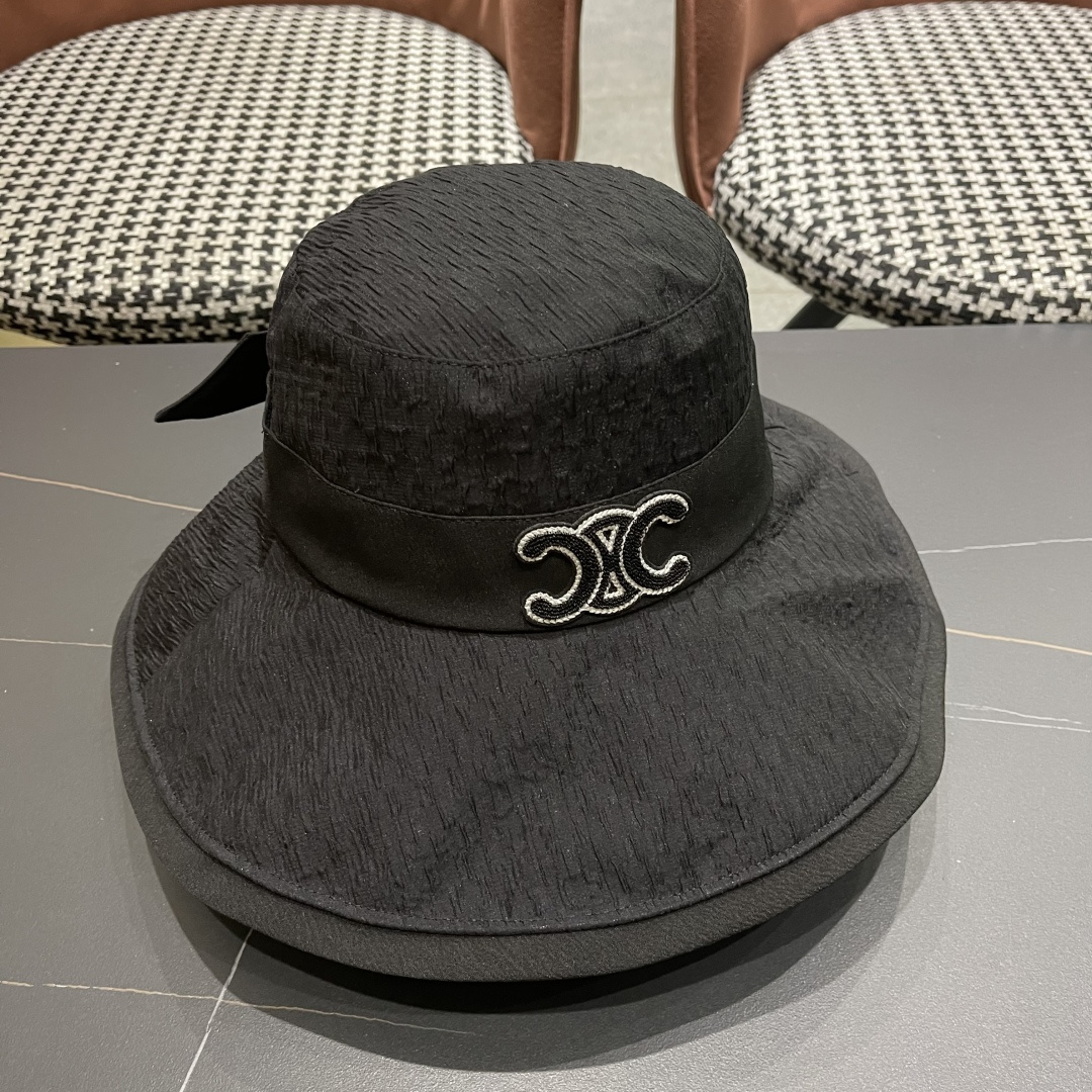  赛琳CELINE新款防晒大帽棚蝴蝶结渔夫帽，最好品质的，休闲大方，简约时尚，大家自己对比哦