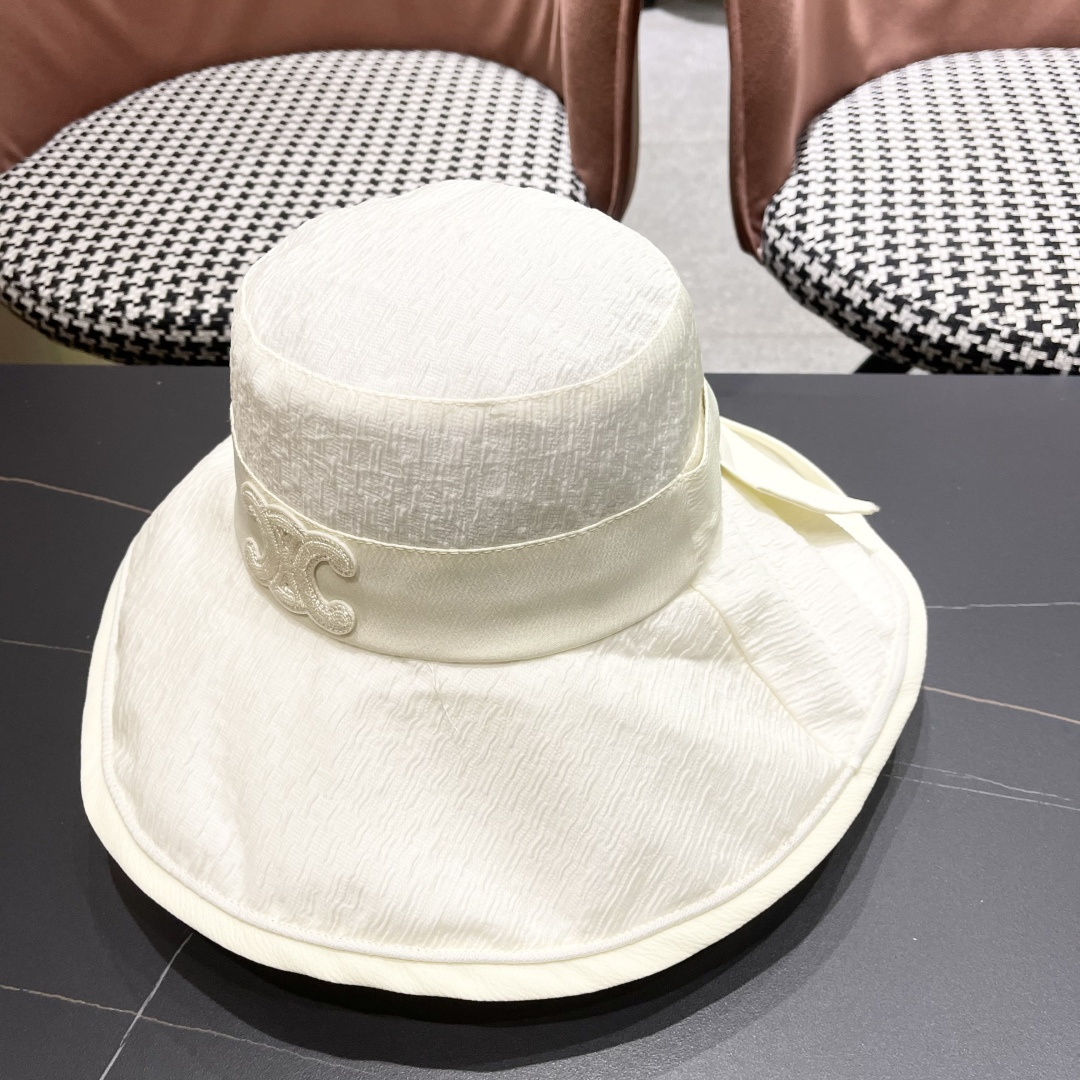  赛琳CELINE新款防晒大帽棚蝴蝶结渔夫帽，最好品质的，休闲大方，简约时尚，大家自己对比哦