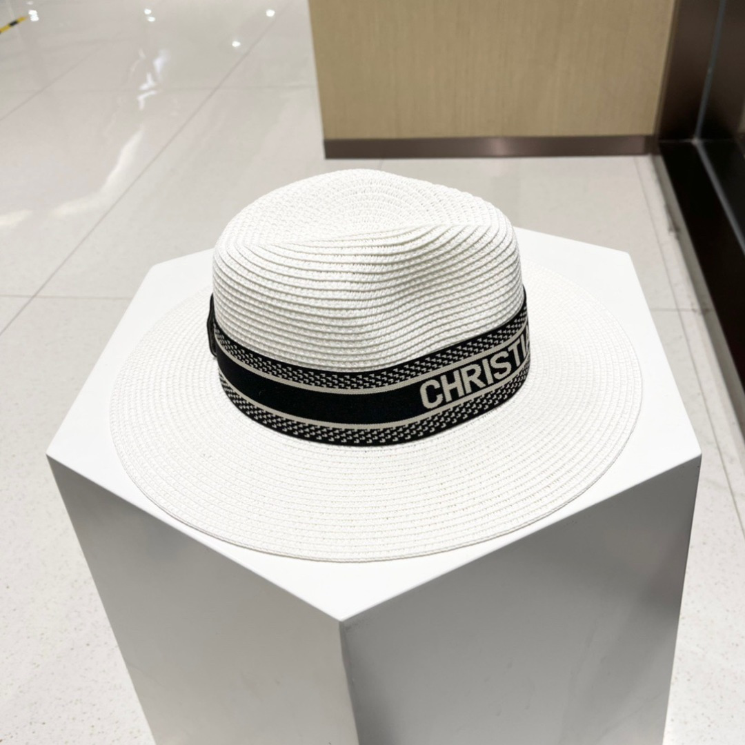  【DIOR迪奥】春夏新款草编遮阳草帽盆帽🤩沙滩风，简约大方，百搭单品～出街首选，新款帽型超美腻，新品上