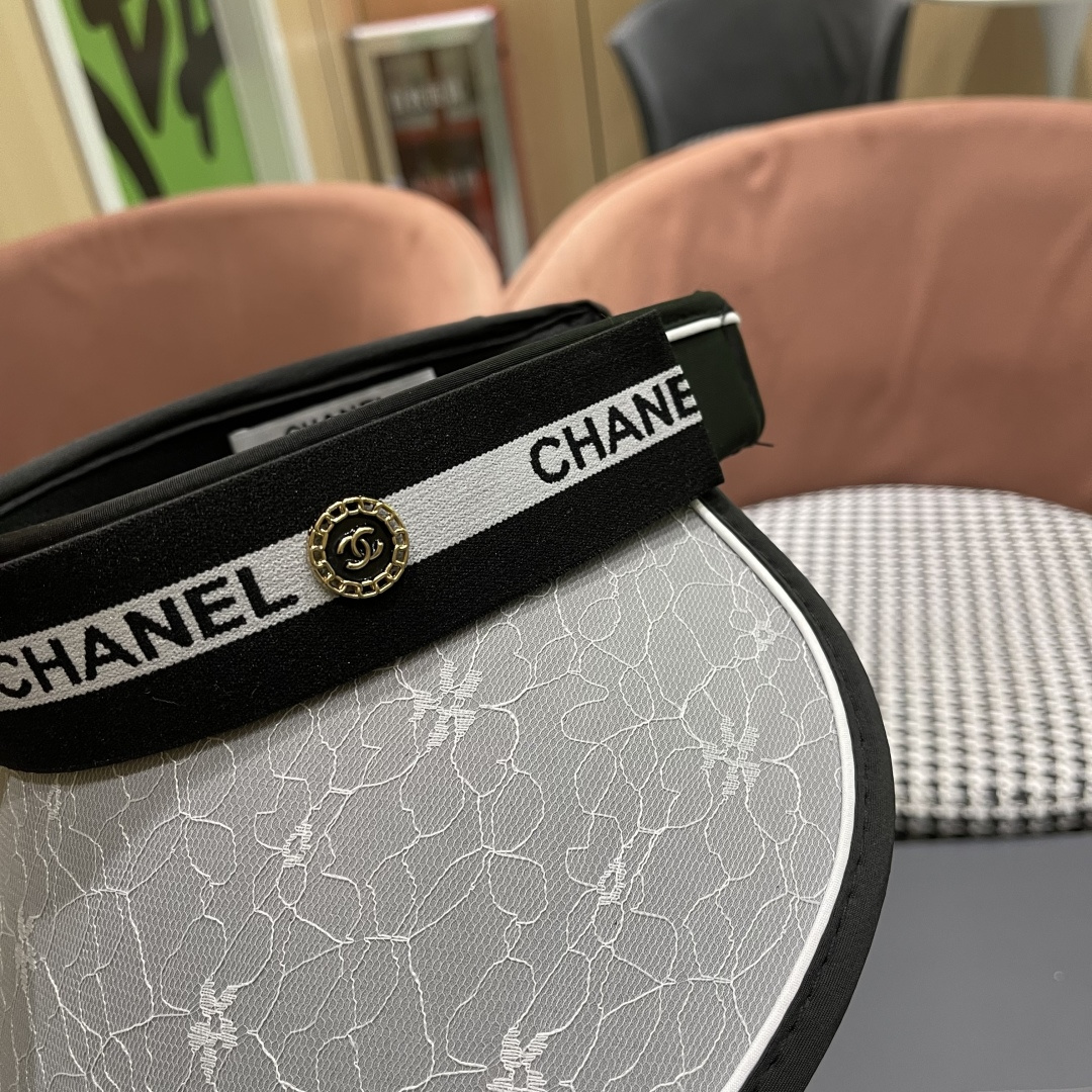  香奈儿Chanel遮阳帽女夏季韩版潮防紫外线户外骑车时尚空
顶大沿薄款防晒帽
