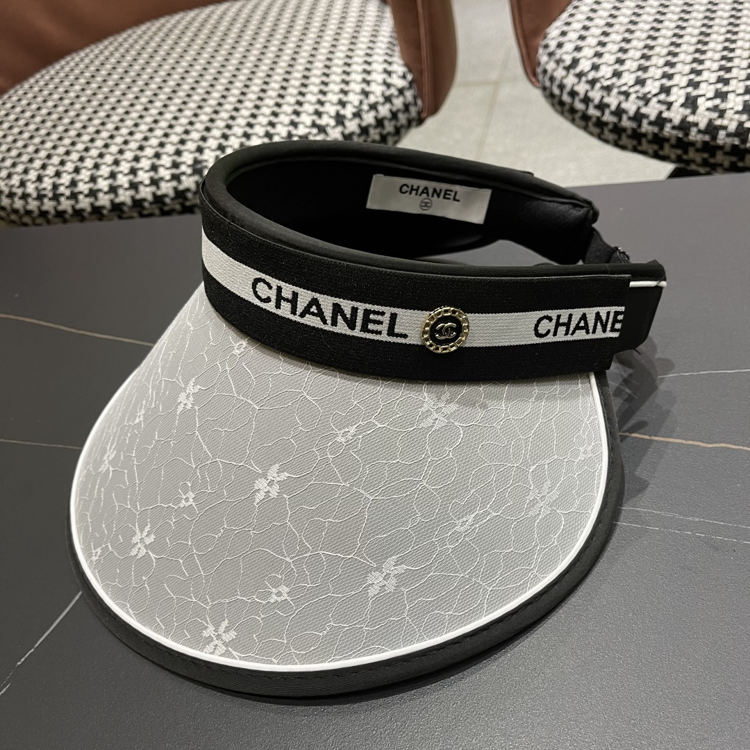  香奈儿Chanel遮阳帽女夏季韩版潮防紫外线户外骑车时尚空
顶大沿薄款防晒帽