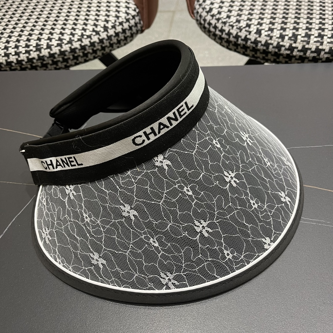  香奈儿Chanel遮阳帽女夏季韩版潮防紫外线户外骑车时尚空
顶大沿薄款防晒帽