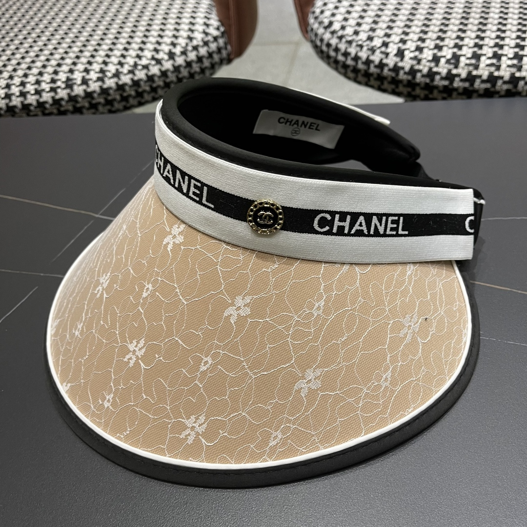  香奈儿Chanel遮阳帽女夏季韩版潮防紫外线户外骑车时尚空
顶大沿薄款防晒帽