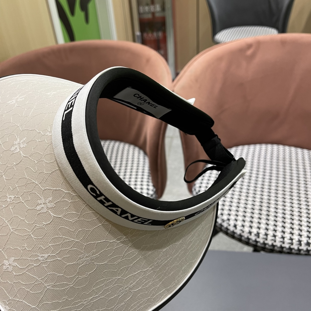  香奈儿Chanel遮阳帽女夏季韩版潮防紫外线户外骑车时尚空
顶大沿薄款防晒帽