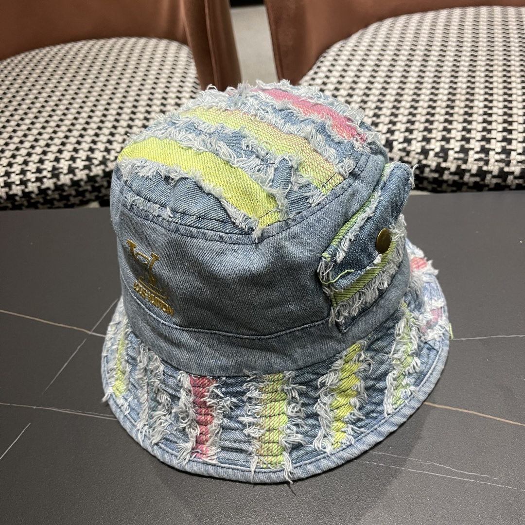  lv路易威登防晒盆韩牛仔百做渔夫春夏边高品质哈嘻遮阳帽
彩帽女旧搭帽街头