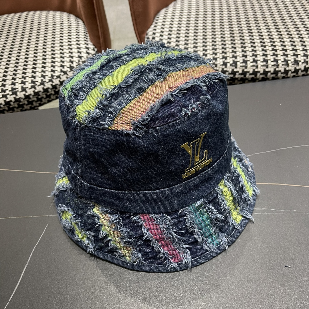  lv路易威登防晒盆韩牛仔百做渔夫春夏边高品质哈嘻遮阳帽
彩帽女旧搭帽街头