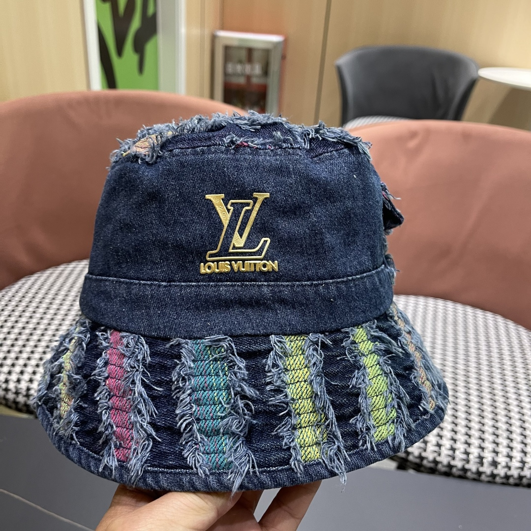  lv路易威登防晒盆韩牛仔百做渔夫春夏边高品质哈嘻遮阳帽
彩帽女旧搭帽街头