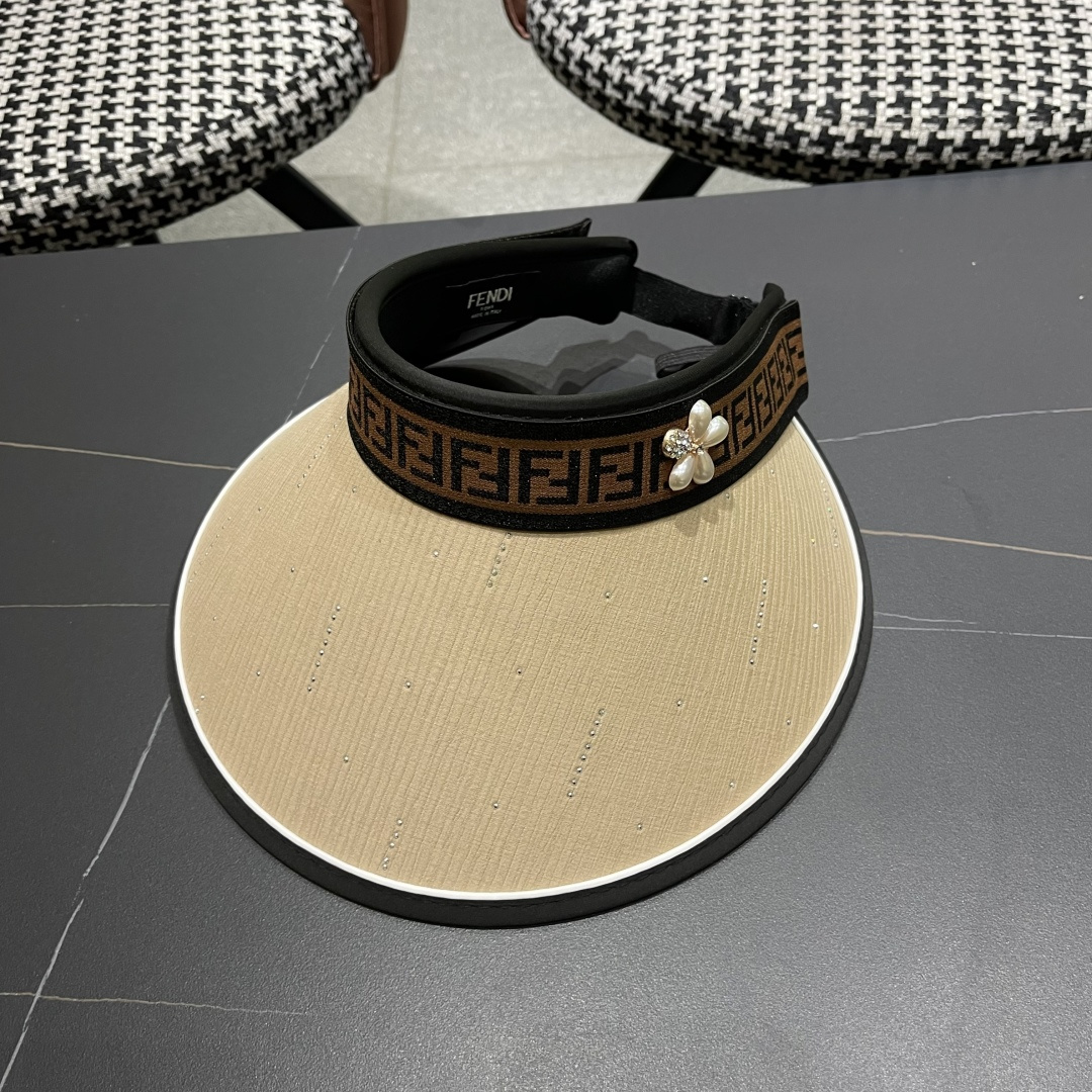  芬迪FENDI 春夏新款大帽檐空顶帽女夏季户外太阳帽网红无顶防晒
帽海边骑行遞阳帽