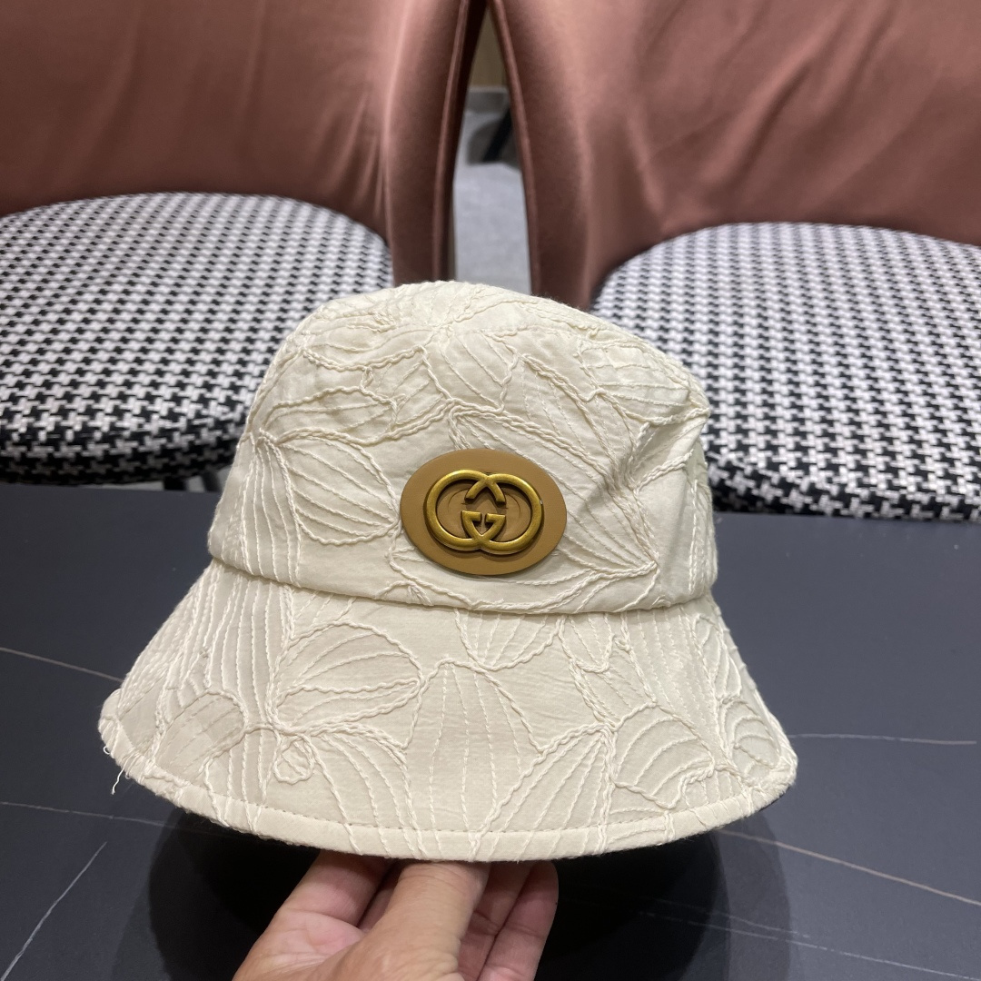  古奇Guccl帽子女渔夫帽显脸小太阳帽防紫外线骑车防晒帽