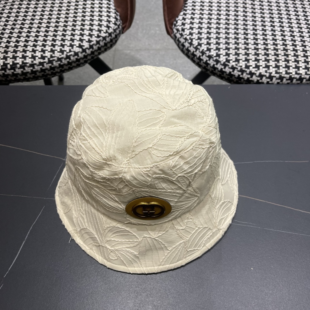  古奇Guccl帽子女渔夫帽显脸小太阳帽防紫外线骑车防晒帽