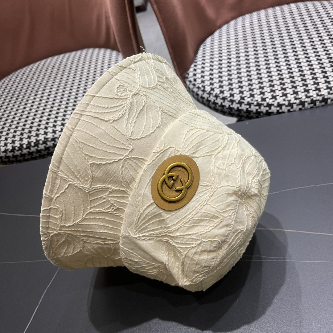  古奇Guccl帽子女渔夫帽显脸小太阳帽防紫外线骑车防晒帽