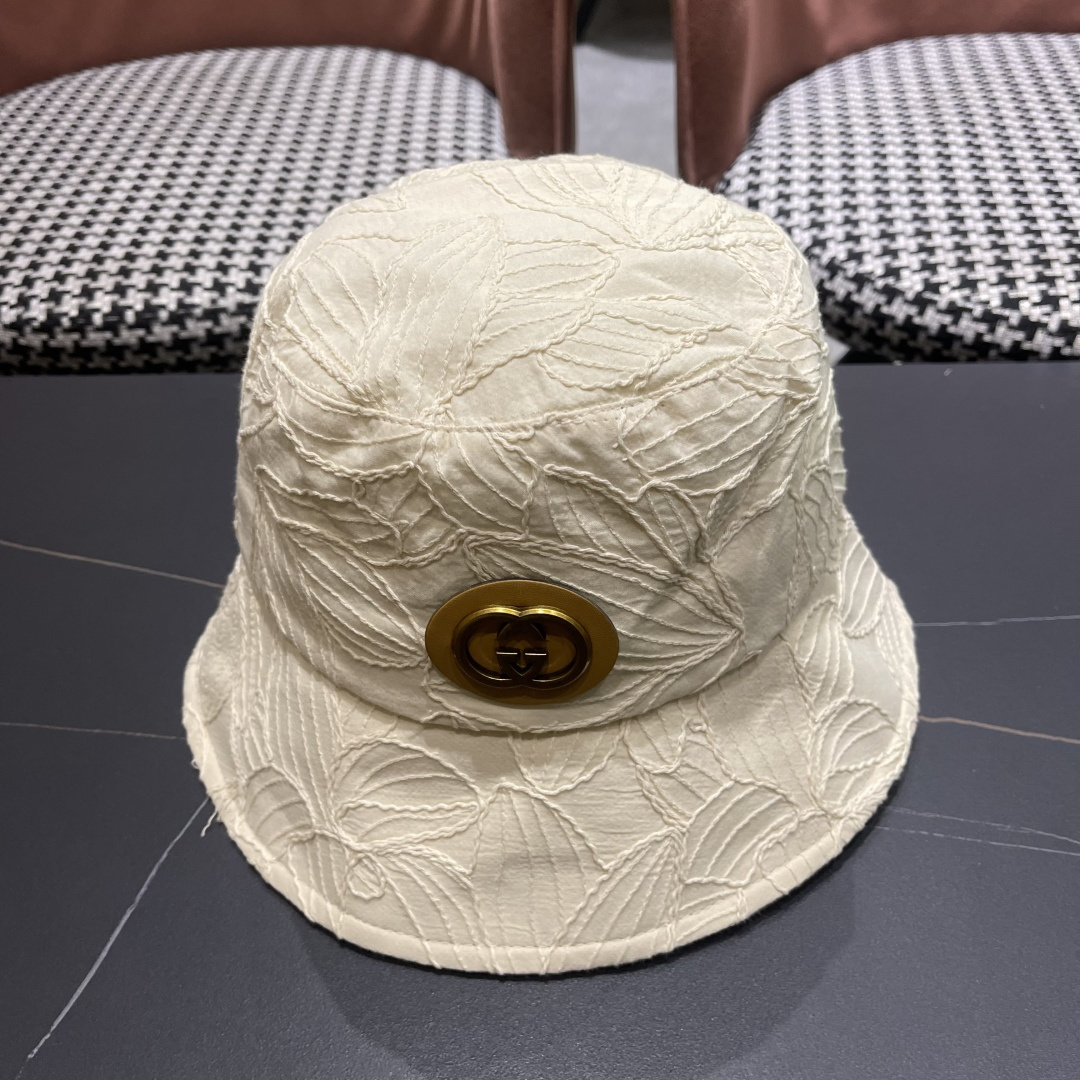  古奇Guccl帽子女渔夫帽显脸小太阳帽防紫外线骑车防晒帽