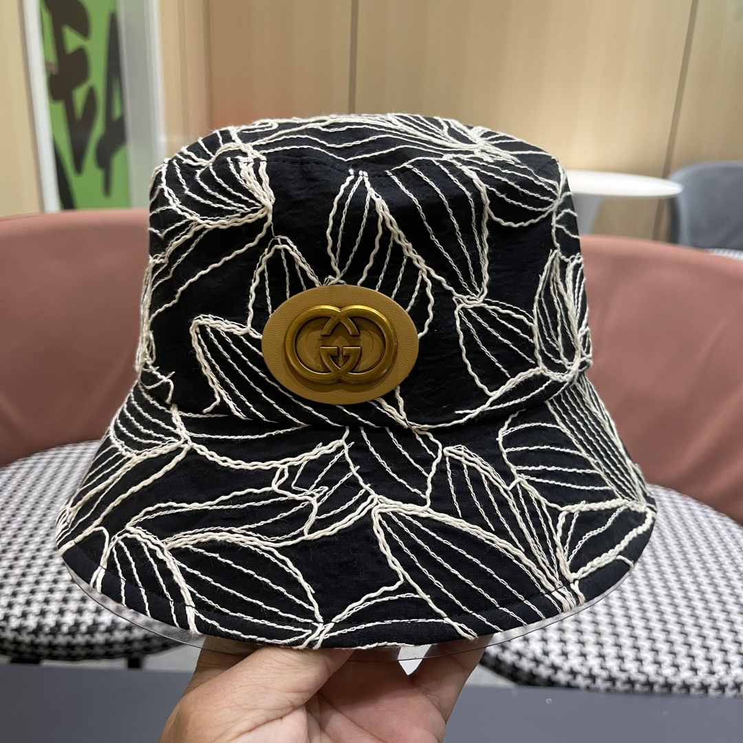  古奇Guccl帽子女渔夫帽显脸小太阳帽防紫外线骑车防晒帽