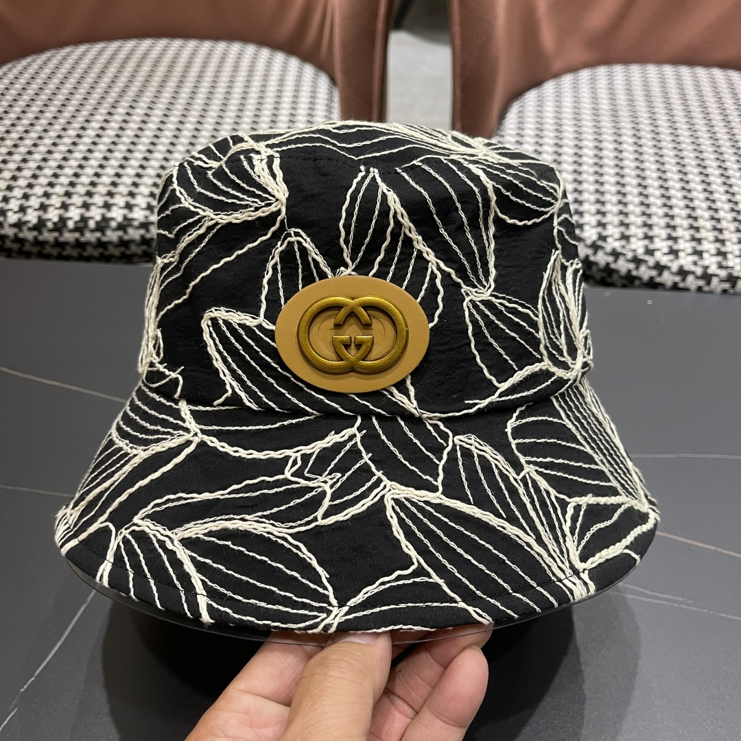  古奇Guccl帽子女渔夫帽显脸小太阳帽防紫外线骑车防晒帽