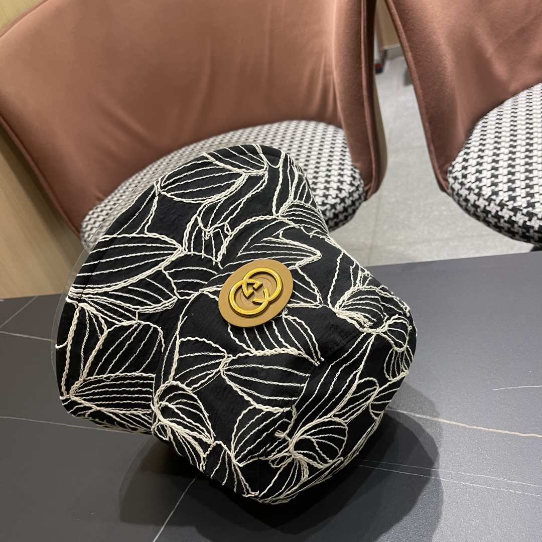  古奇Guccl帽子女渔夫帽显脸小太阳帽防紫外线骑车防晒帽