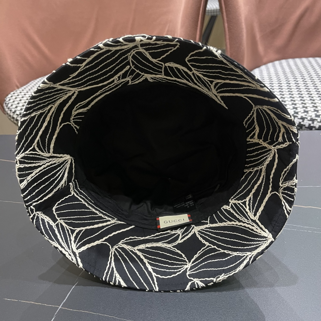  古奇Guccl帽子女渔夫帽显脸小太阳帽防紫外线骑车防晒帽