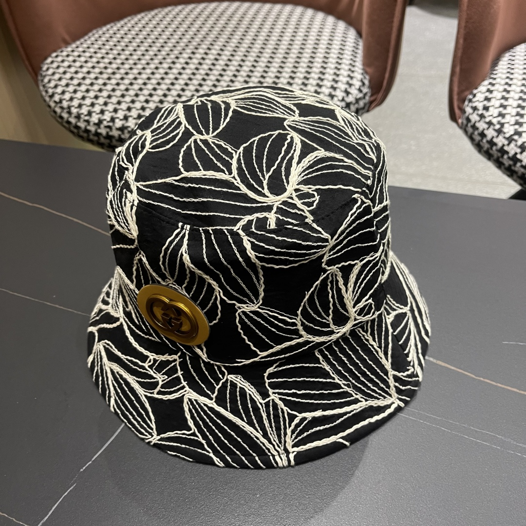  古奇Guccl帽子女渔夫帽显脸小太阳帽防紫外线骑车防晒帽