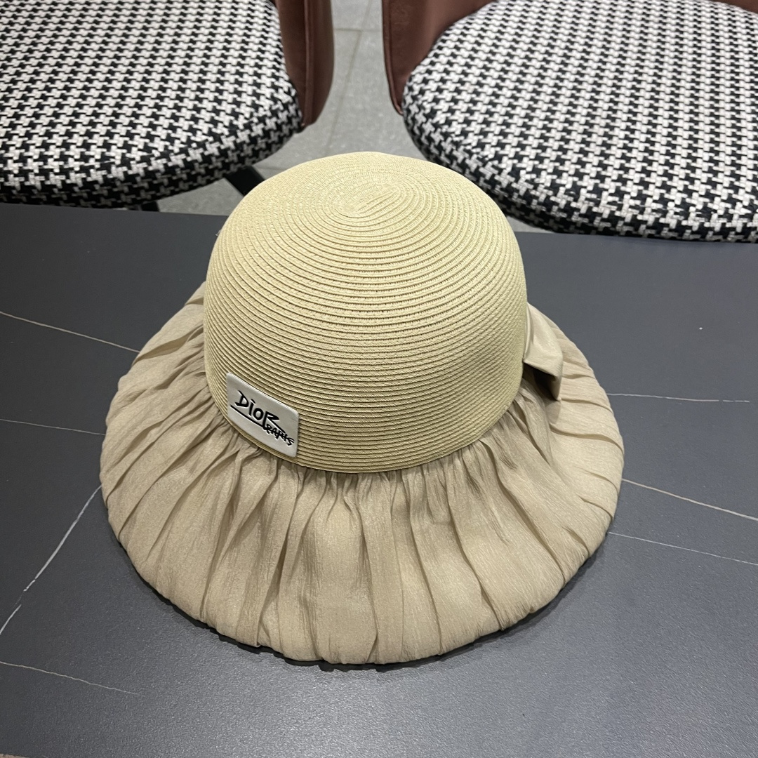 迪奥Dior大檐防晒盆帽渔夫帽防紫外线太阳帽韩版
优雅蝴蝶结遮阳草帽女夏季