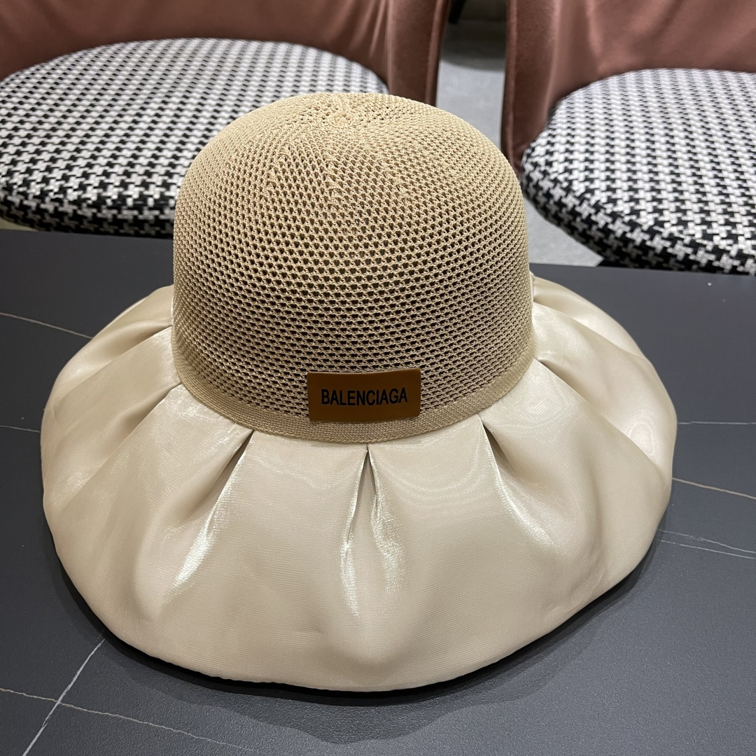  巴黎世家BALENGIAGA 2025优雅蝴蝶结渔夫帽子女春夏季出游遮阳帽防晒可折叠太阳帽
