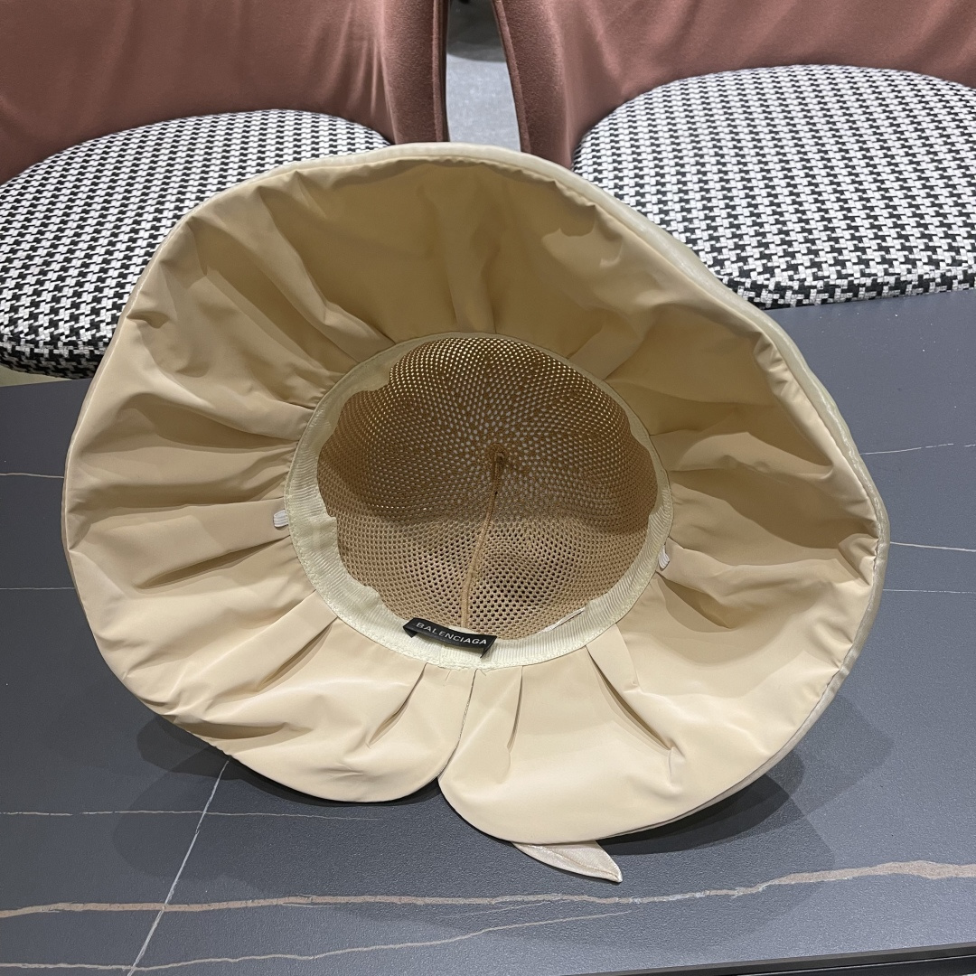  巴黎世家BALENGIAGA 2025优雅蝴蝶结渔夫帽子女春夏季出游遮阳帽防晒可折叠太阳帽