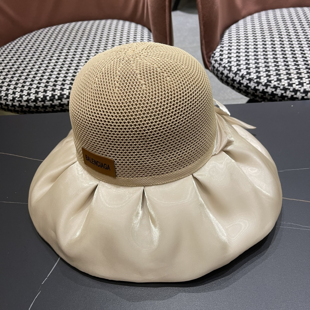  巴黎世家BALENGIAGA 2025优雅蝴蝶结渔夫帽子女春夏季出游遮阳帽防晒可折叠太阳帽