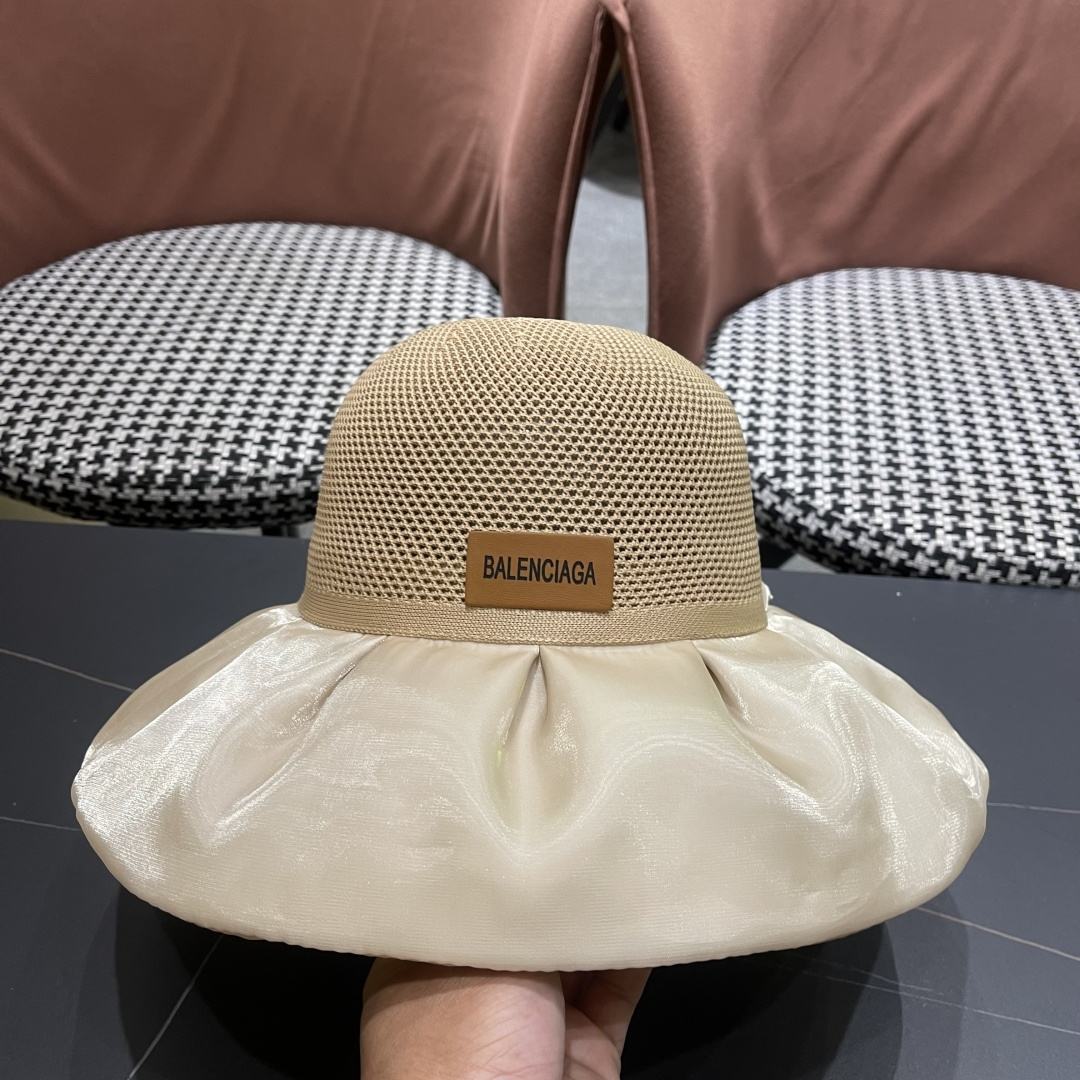  巴黎世家BALENGIAGA 2025优雅蝴蝶结渔夫帽子女春夏季出游遮阳帽防晒可折叠太阳帽