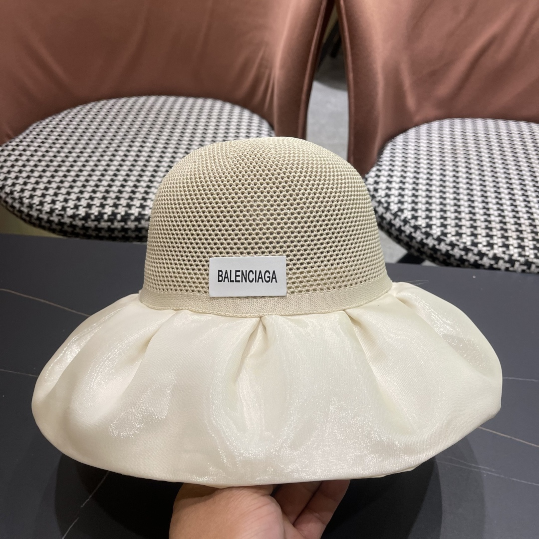  巴黎世家BALENGIAGA 2025优雅蝴蝶结渔夫帽子女春夏季出游遮阳帽防晒可折叠太阳帽