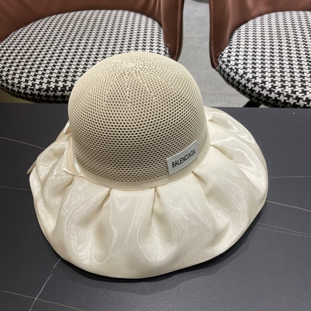  巴黎世家BALENGIAGA 2025优雅蝴蝶结渔夫帽子女春夏季出游遮阳帽防晒可折叠太阳帽