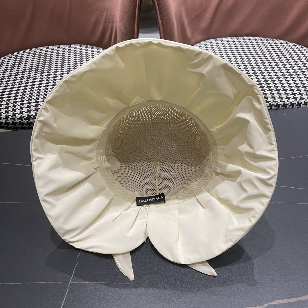  巴黎世家BALENGIAGA 2025优雅蝴蝶结渔夫帽子女春夏季出游遮阳帽防晒可折叠太阳帽