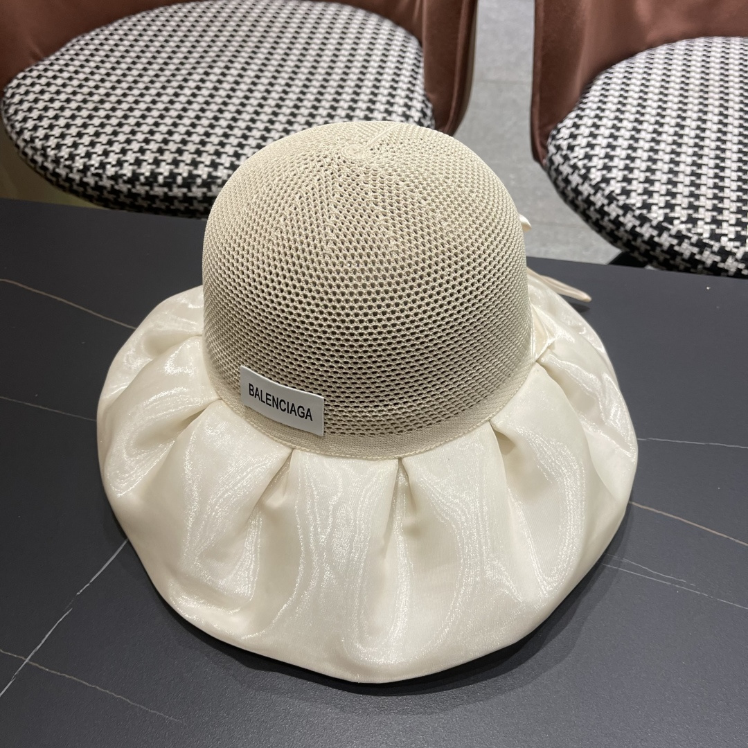  巴黎世家BALENGIAGA 2025优雅蝴蝶结渔夫帽子女春夏季出游遮阳帽防晒可折叠太阳帽