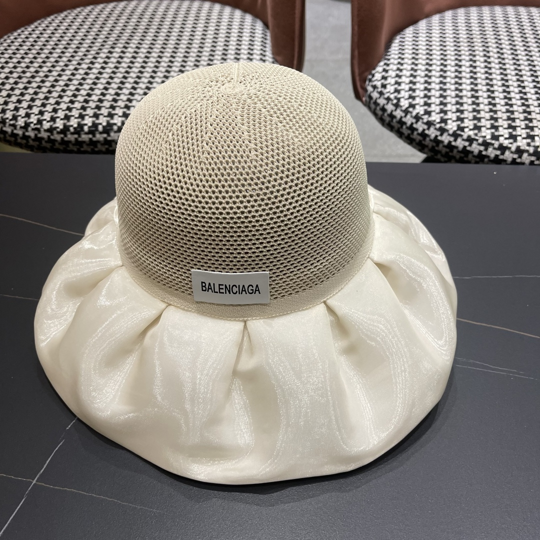  巴黎世家BALENGIAGA 2025优雅蝴蝶结渔夫帽子女春夏季出游遮阳帽防晒可折叠太阳帽