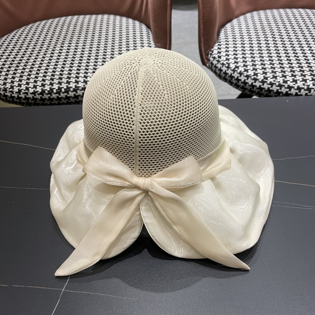  巴黎世家BALENGIAGA 2025优雅蝴蝶结渔夫帽子女春夏季出游遮阳帽防晒可折叠太阳帽