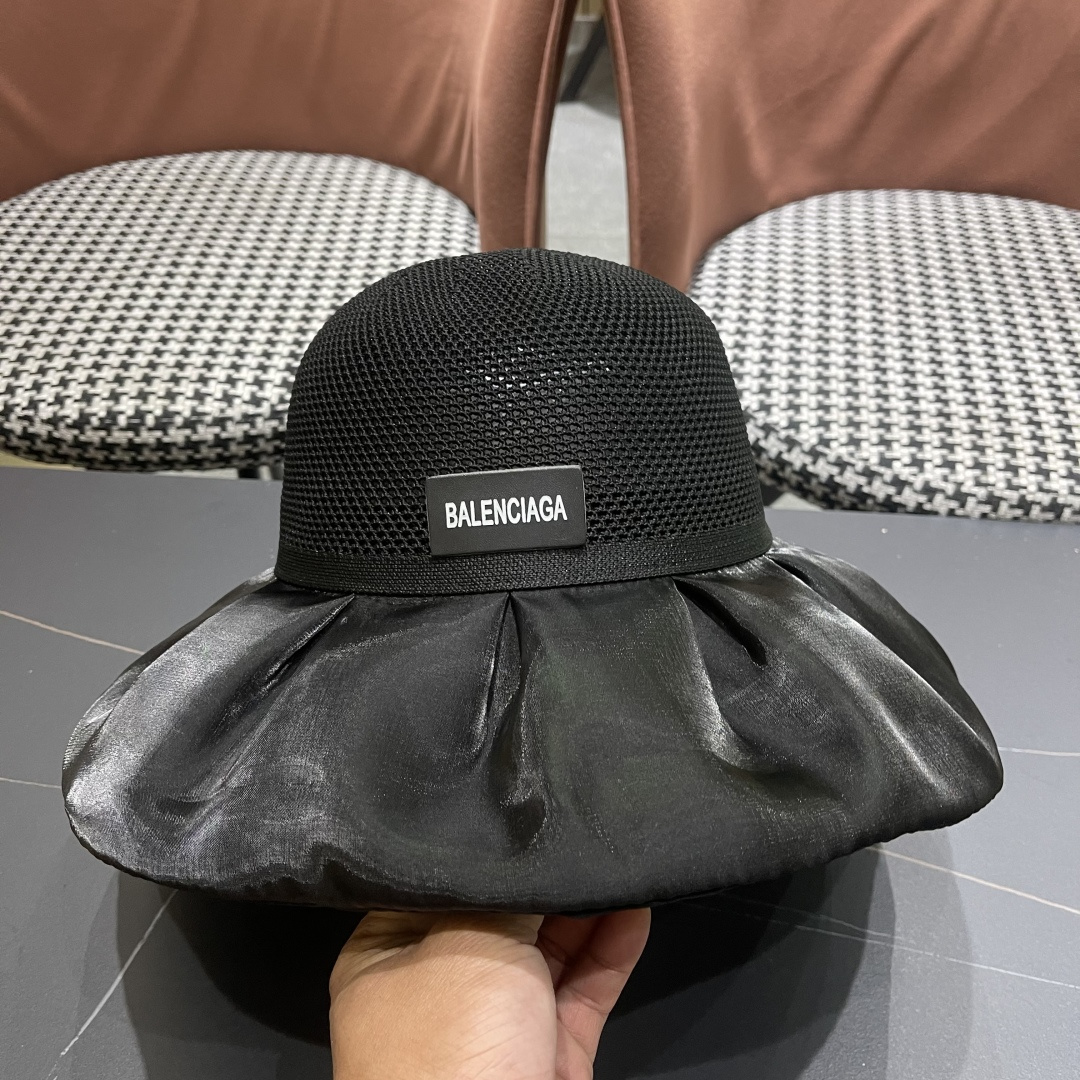  巴黎世家BALENGIAGA 2025优雅蝴蝶结渔夫帽子女春夏季出游遮阳帽防晒可折叠太阳帽