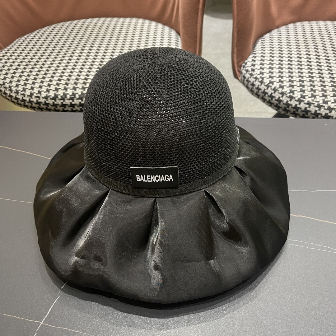  巴黎世家BALENGIAGA 2025优雅蝴蝶结渔夫帽子女春夏季出游遮阳帽防晒可折叠太阳帽