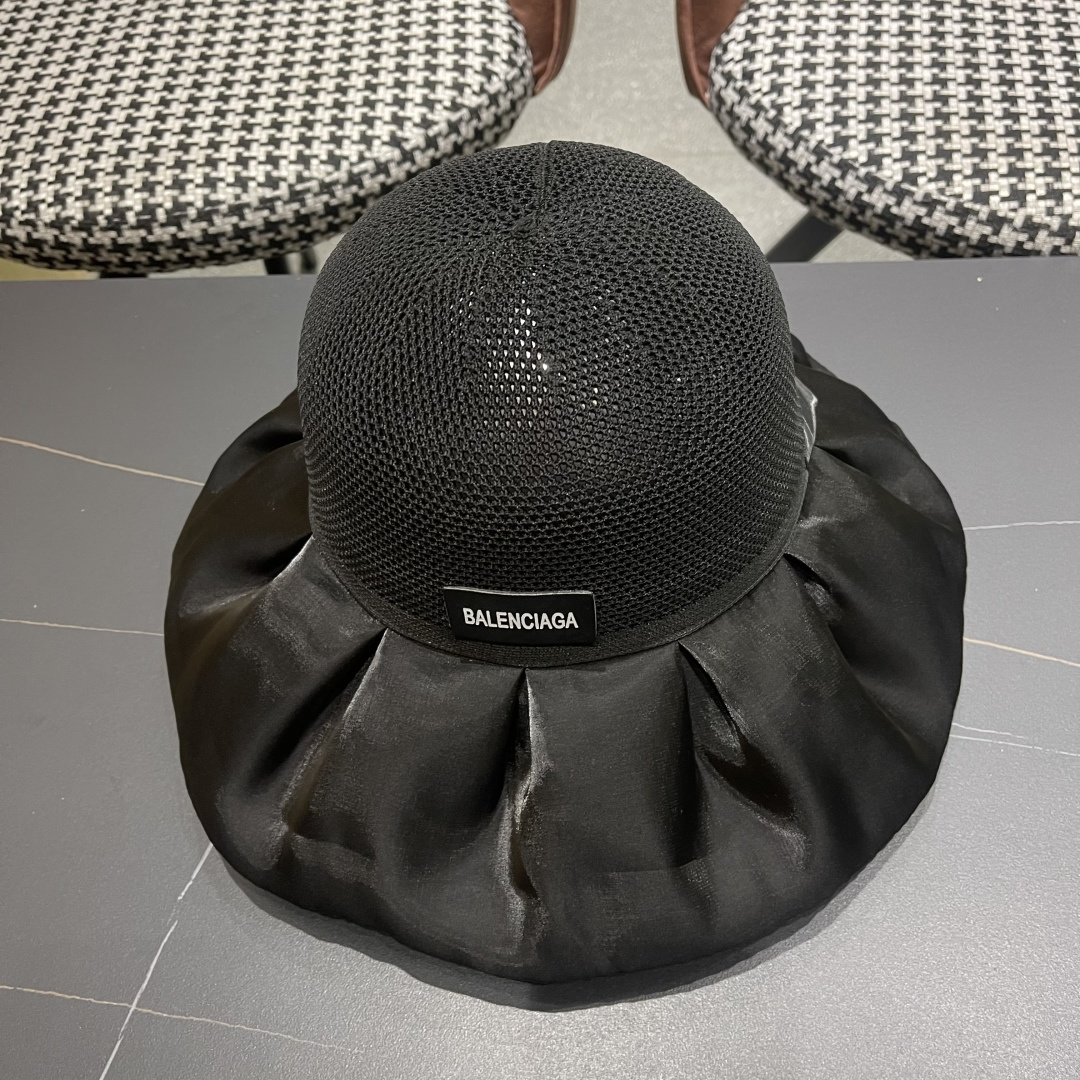  巴黎世家BALENGIAGA 2025优雅蝴蝶结渔夫帽子女春夏季出游遮阳帽防晒可折叠太阳帽