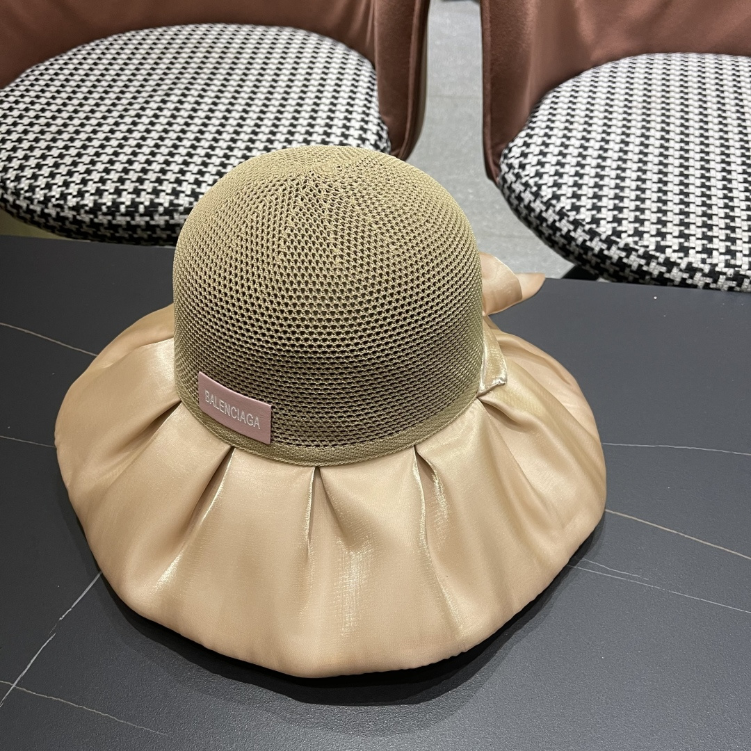  巴黎世家BALENGIAGA 2025优雅蝴蝶结渔夫帽子女春夏季出游遮阳帽防晒可折叠太阳帽