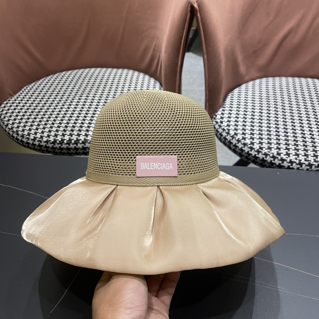  巴黎世家BALENGIAGA 2025优雅蝴蝶结渔夫帽子女春夏季出游遮阳帽防晒可折叠太阳帽