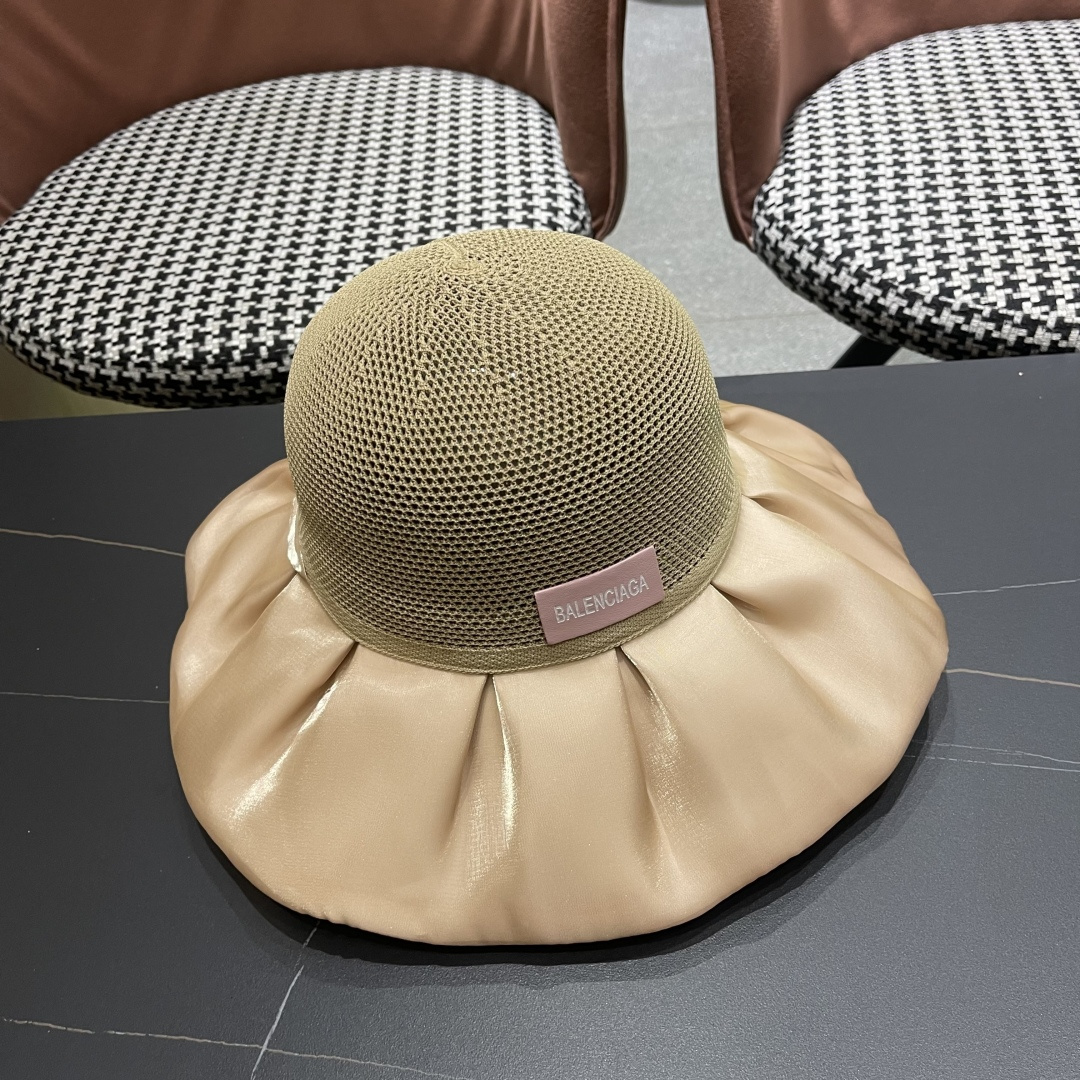  巴黎世家BALENGIAGA 2025优雅蝴蝶结渔夫帽子女春夏季出游遮阳帽防晒可折叠太阳帽