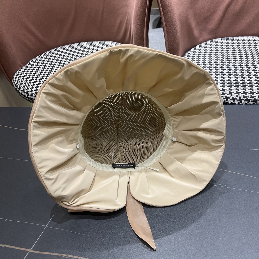  巴黎世家BALENGIAGA 2025优雅蝴蝶结渔夫帽子女春夏季出游遮阳帽防晒可折叠太阳帽