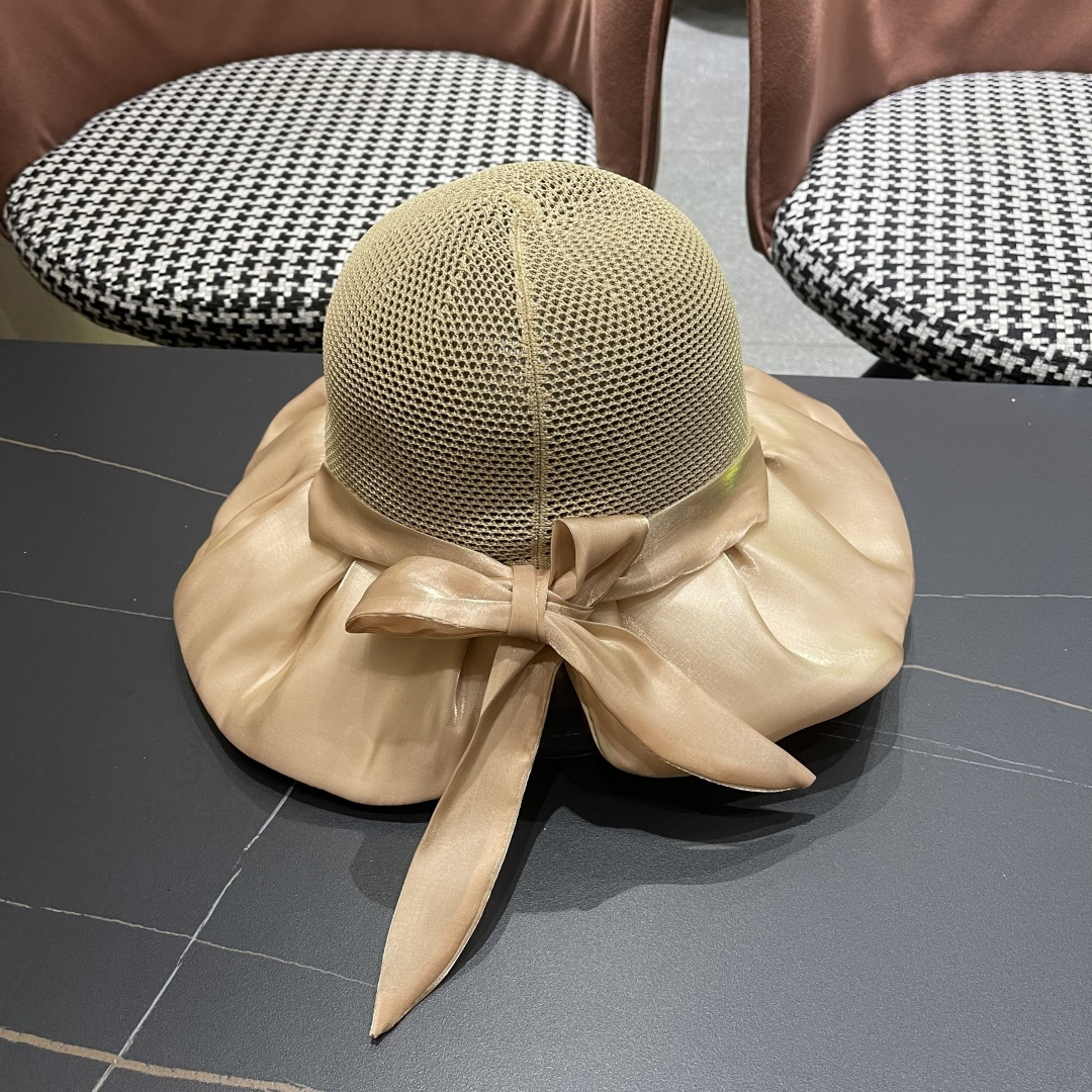  巴黎世家BALENGIAGA 2025优雅蝴蝶结渔夫帽子女春夏季出游遮阳帽防晒可折叠太阳帽