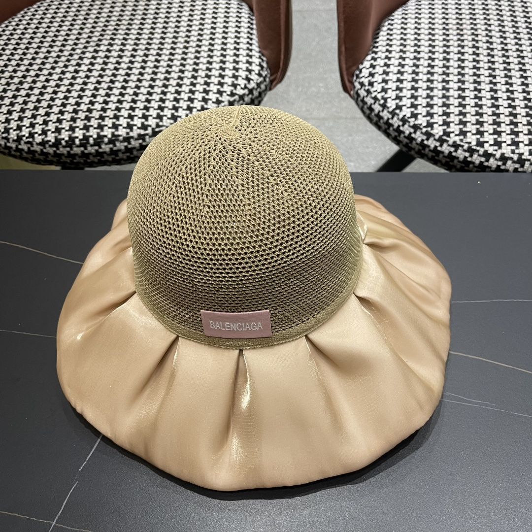  巴黎世家BALENGIAGA 2025优雅蝴蝶结渔夫帽子女春夏季出游遮阳帽防晒可折叠太阳帽