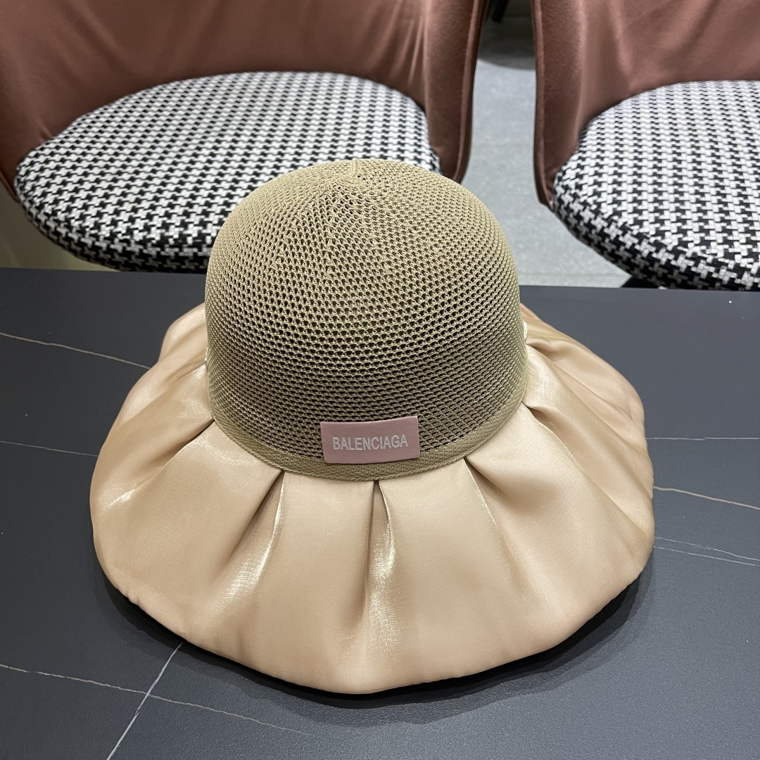  巴黎世家BALENGIAGA 2025优雅蝴蝶结渔夫帽子女春夏季出游遮阳帽防晒可折叠太阳帽